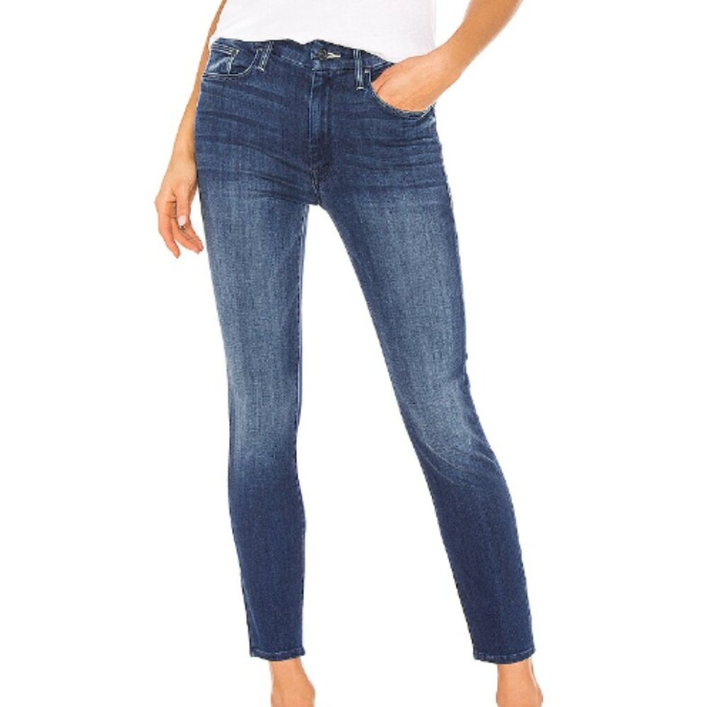 MOTHER HIGH WAISTED LOOKER Ankle Fray Stretch Jeans The Road To Paradise Size 24